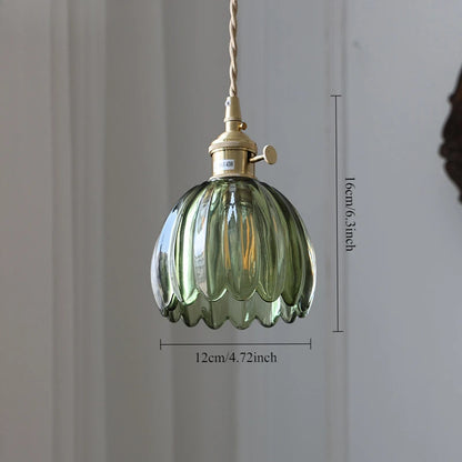 Lampa ścienna retro w kształcie kwiatu tulipana – kinkiet ze szklanym kloszem i złotym wykończeniem