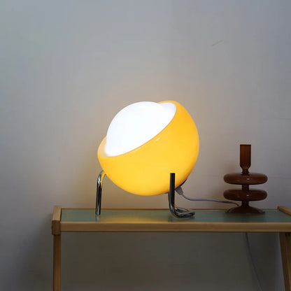 Designerska lampa stołowa w kształcie półkuli Bauhaus – retro LED na metalowym stojaku
