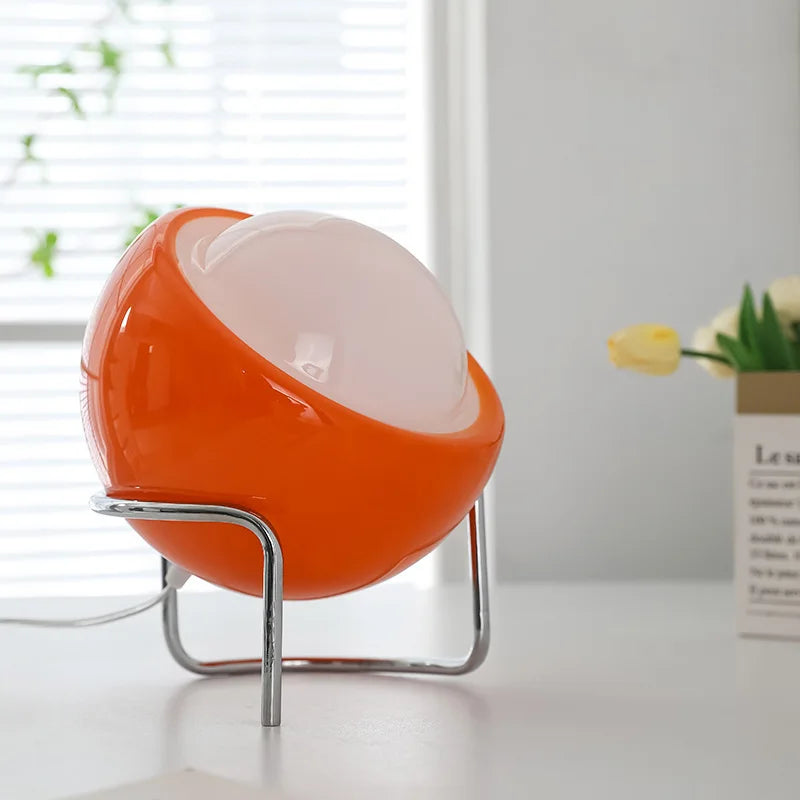Designerska lampa stołowa w kształcie półkuli Bauhaus – retro LED na metalowym stojaku