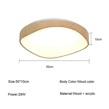 Skandynawska lampa sufitowa LED – Nowoczesna lampa natynkowa z efektem drewna
