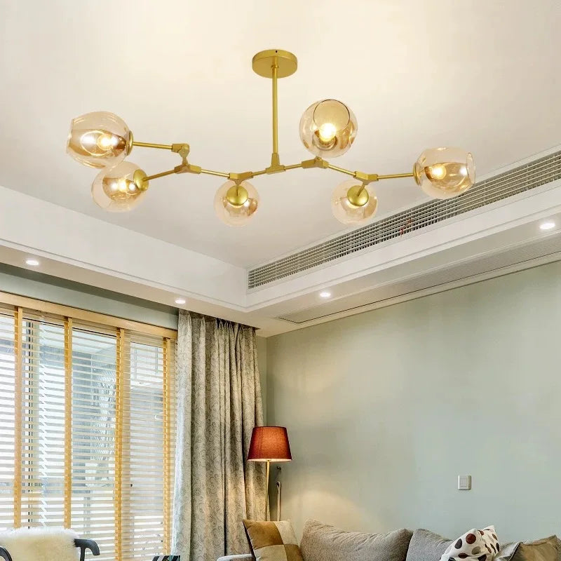 Designerski żyrandol molekularny 8-ramienny – nowoczesna lampa sufitowa LED