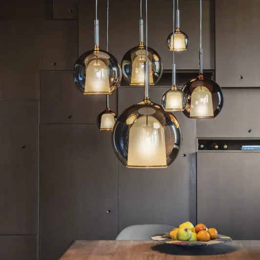 Nowoczesna lampal wisząca z kloszami ze szkła – Lampa sufitowa typu cluster z dymionym szkłem