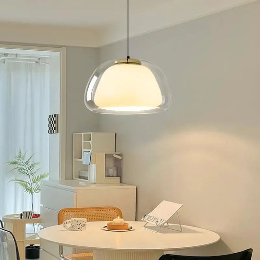 Nowoczesna lampa wisząca LED z podwójnym szklanym kloszem