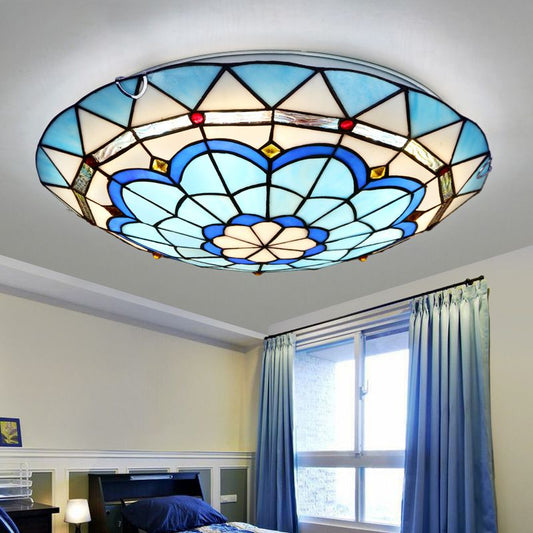 Szklana lampa sufitowa Tiffany, wielokolorowa, do sypialni 2