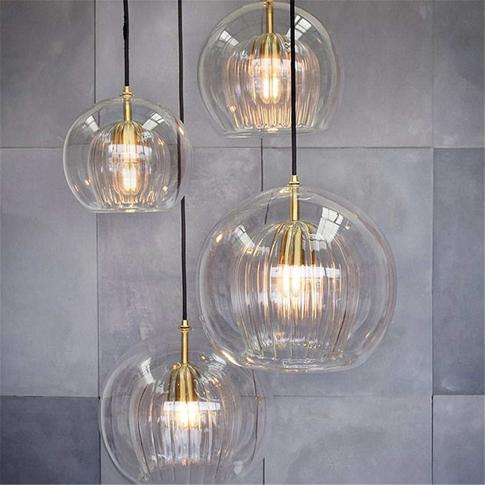 Szklana lampa wisząca June Globe przezroczysta i bursztynowa 12