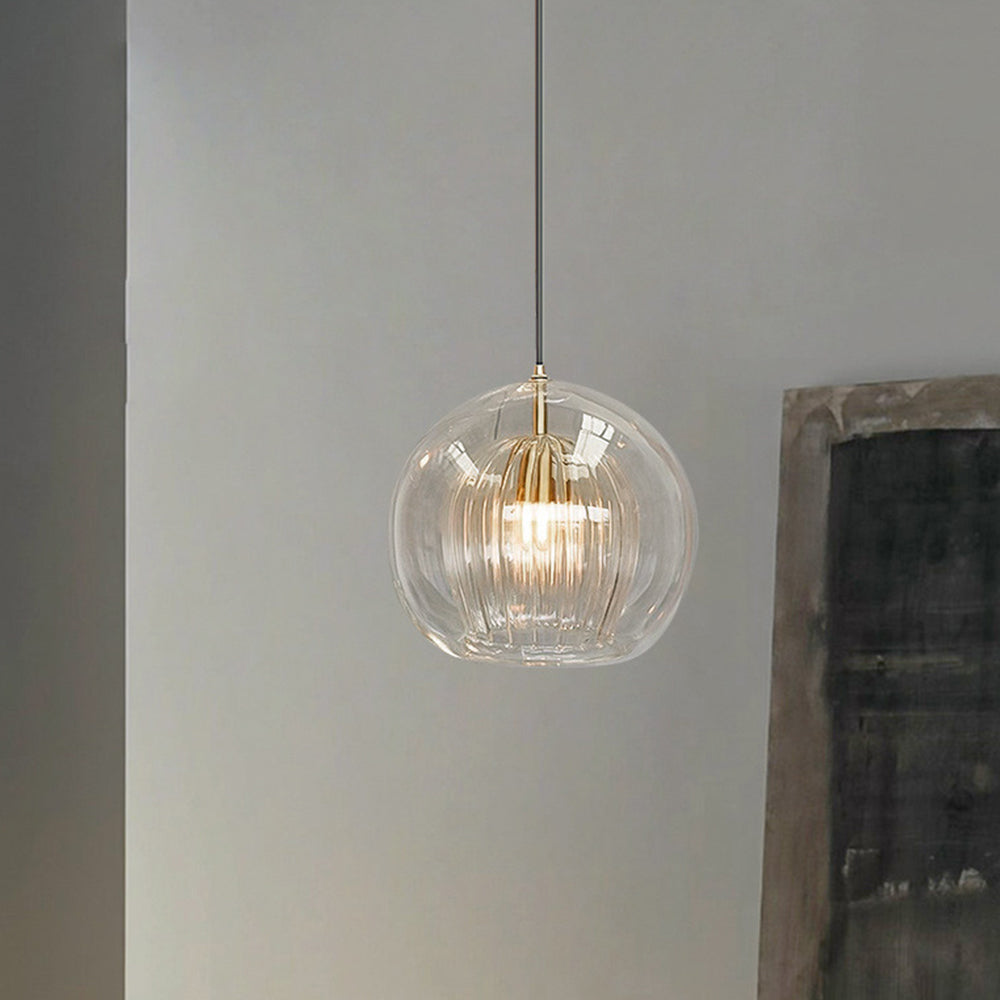 Szklana lampa wisząca June Globe przezroczysta i bursztynowa 7