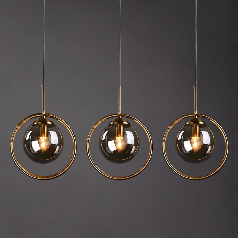 Szklana lampa wisząca Zoey z metalowym pierścieniem 3