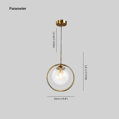 Szklana lampa wisząca Zoey z metalowym pierścieniem 7
