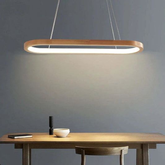 Współczesna owalna drewniana lampa wisząca Veon 6