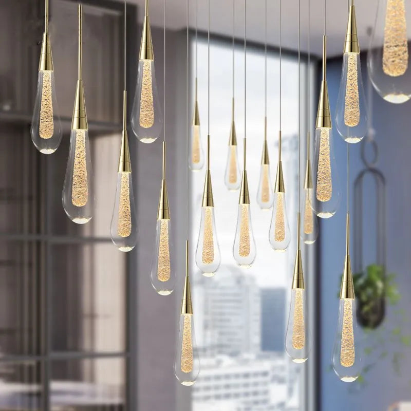 Złota lampa wisząca Teardrop 12