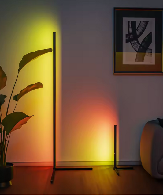Lampa podłogowa LED RGB narożnikowa z regulowanymi kolorami i inteligentnymi trybami oświetlenia