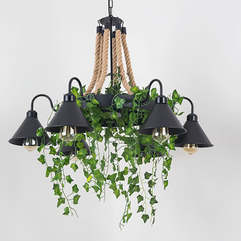 Żyrandol LED Arisha w stylu retro, czarny metal, do restauracji/baru/salonu 5