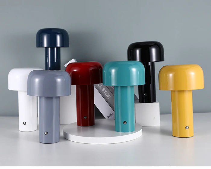 Nowoczesna lampa stołowa LED typu „grzybek” – przenośna, ładowalna, dotykowa