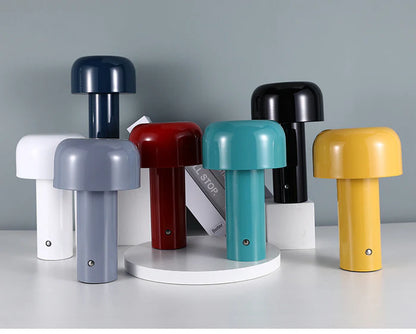 Nowoczesna lampa stołowa LED typu „grzybek” – przenośna, ładowalna, dotykowa