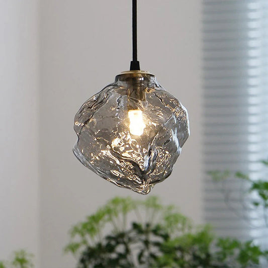 Nowoczesna Lampa Wisząca z Nieregularnym Szklanym Kloszem