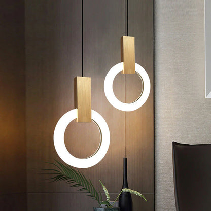 Nowoczesna lampa wisząca LED złoty pierścień