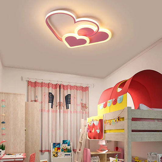 Nowoczesna Lampa Sufitowa LED w Kształcie Serc do Pokoju Dziecięcego