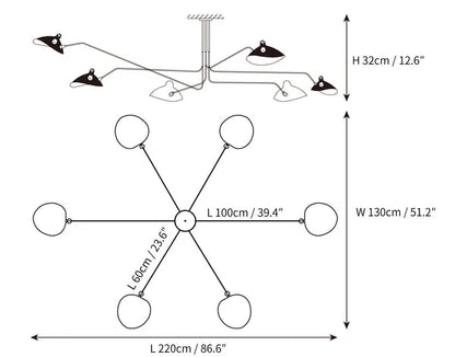 Czarna lampa sufitowa z obrotowymi ramionami – nowoczesny design