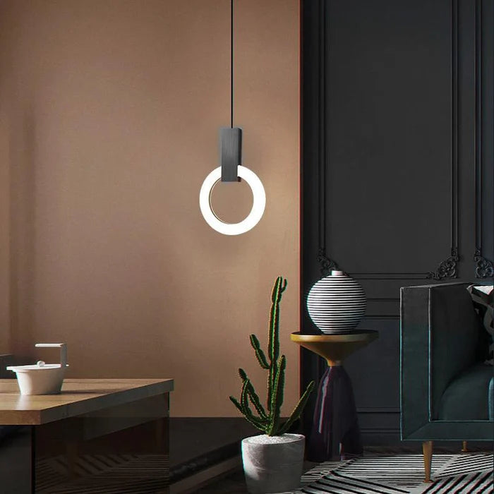Nowoczesna lampa wisząca LED złoty pierścień