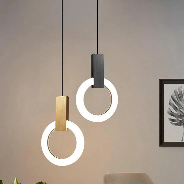 Nowoczesna lampa wisząca LED złoty pierścień