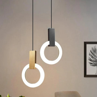 Nowoczesna lampa wisząca LED złoty pierścień