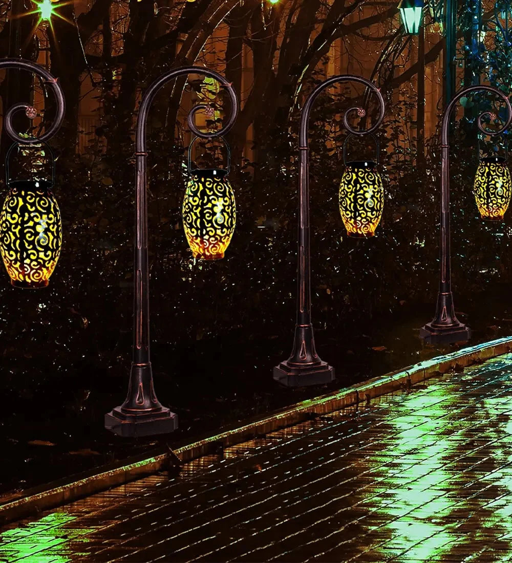Solarny lampion ogrodowy LED – dekoracyjna latarnia z efektem wzoru cieni, do użytku zewnętrznego