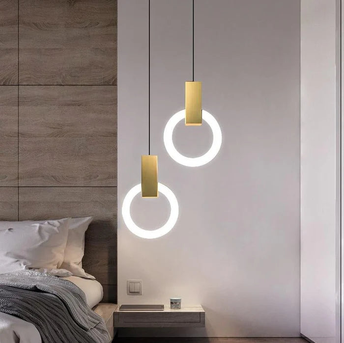 Nowoczesna lampa wisząca LED złoty pierścień
