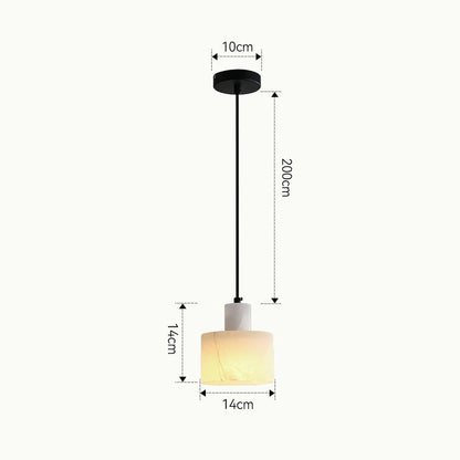 Wisząca Lampa z Marmurowym Kloszem – Minimalistyczna Elegancja