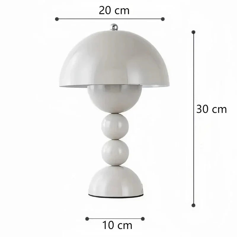 Nowoczesna lampa stołowa LED z kulistą podstawą – designerska lampka nocna w stylu retro-modern