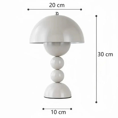 Nowoczesna lampa stołowa LED z kulistą podstawą – designerska lampka nocna w stylu retro-modern