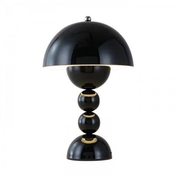 Nowoczesna lampa stołowa LED z kulistą podstawą – designerska lampka nocna w stylu retro-modern