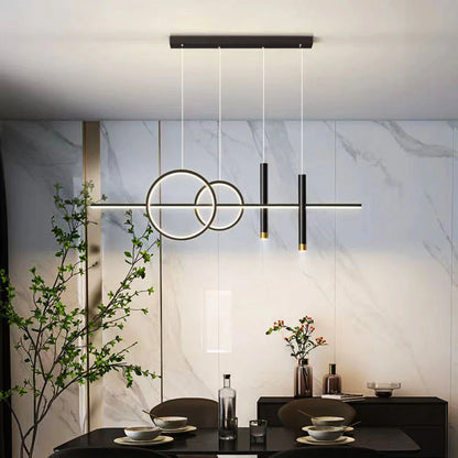 Nowoczesna lampa wisząca LED – geometryczny design, oświetlenie sufitowe do salonu i jadalni