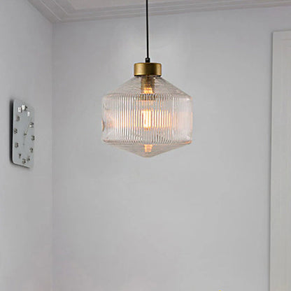 Elegancka szklana lampa wisząca z ryflowanym kloszem