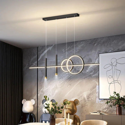 Nowoczesna lampa wisząca LED – geometryczny design, oświetlenie sufitowe do salonu i jadalni
