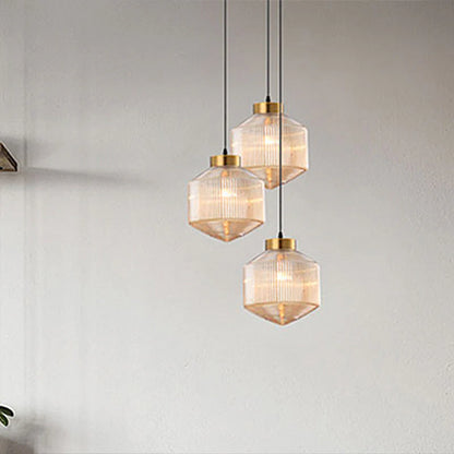 Elegancka szklana lampa wisząca z ryflowanym kloszem
