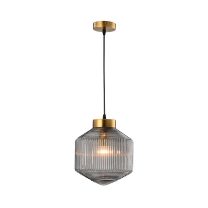 Elegancka szklana lampa wisząca z ryflowanym kloszem