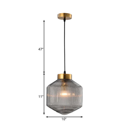 Elegancka szklana lampa wisząca z ryflowanym kloszem