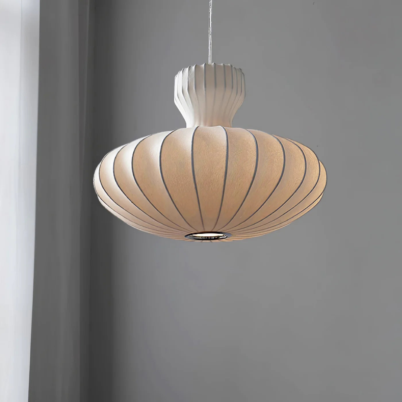 Designerska Lampa Wisząca w Stylu Lampionu z Tekstylnym Kloszem