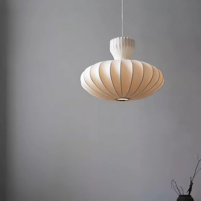 Designerska Lampa Wisząca w Stylu Lampionu z Tekstylnym Kloszem