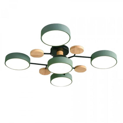 Nowoczesna lampa sufitowa LED wieloramienna – minimalistyczny design z drewnianymi akcentami