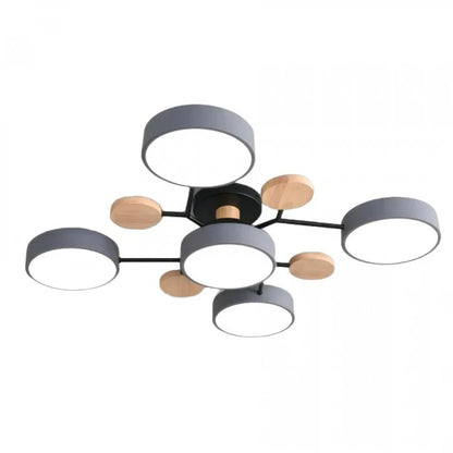 Nowoczesna lampa sufitowa LED wieloramienna – minimalistyczny design z drewnianymi akcentami