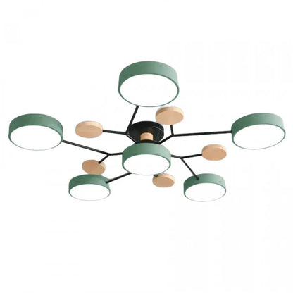 Nowoczesna lampa sufitowa LED wieloramienna – minimalistyczny design z drewnianymi akcentami