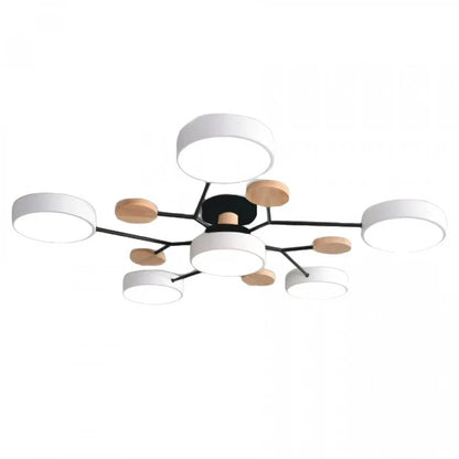 Nowoczesna lampa sufitowa LED wieloramienna – minimalistyczny design z drewnianymi akcentami
