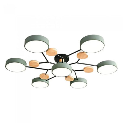 Nowoczesna lampa sufitowa LED wieloramienna – minimalistyczny design z drewnianymi akcentami