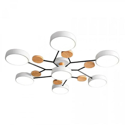 Nowoczesna lampa sufitowa LED wieloramienna – minimalistyczny design z drewnianymi akcentami