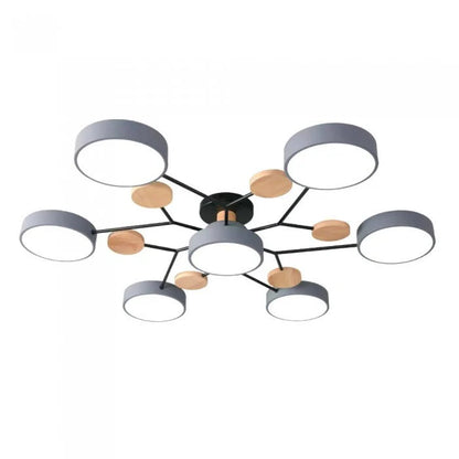Nowoczesna lampa sufitowa LED wieloramienna – minimalistyczny design z drewnianymi akcentami