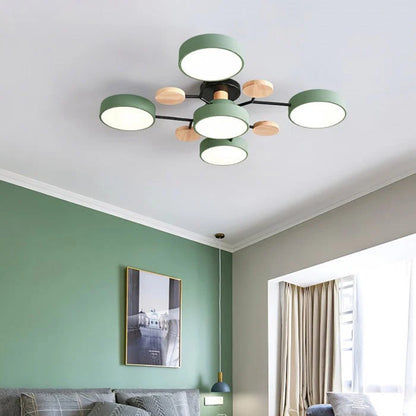 Nowoczesna lampa sufitowa LED wieloramienna – minimalistyczny design z drewnianymi akcentami