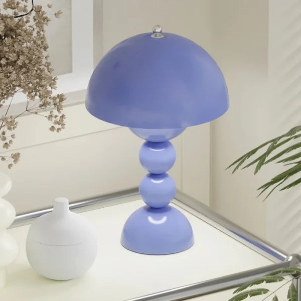 Nowoczesna lampa stołowa LED z kulistą podstawą – designerska lampka nocna w stylu retro-modern