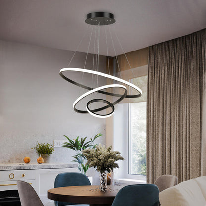 Designerska lampa wisząca LED żyrandol – nowoczesna forma pierścieni 3D