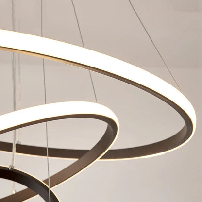 Designerska lampa wisząca LED żyrandol – nowoczesna forma pierścieni 3D
